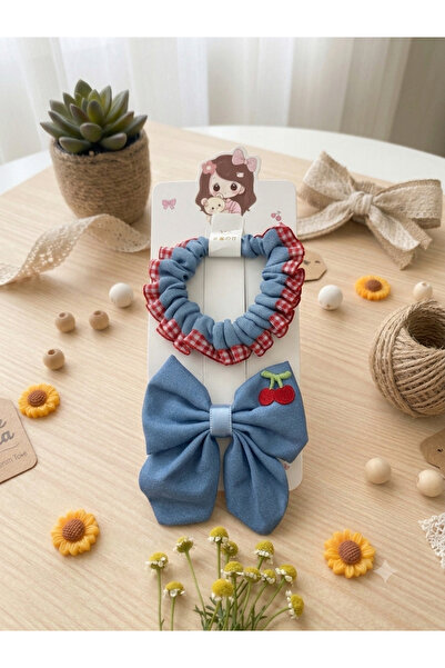 Mevohome Sade Model Denim/Kot Kumaş Fiyonk Figürlü 8 Cm Pens Ve Pötikare Fırf...