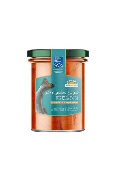 natureland شرائح سلمون حر في زيت زيتون بكر رفيع 195 جم من أرض الطبيعة