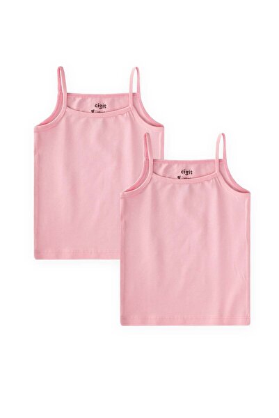 Cigit Girls' Tank Top with Double Straps 2-11 Years Pink