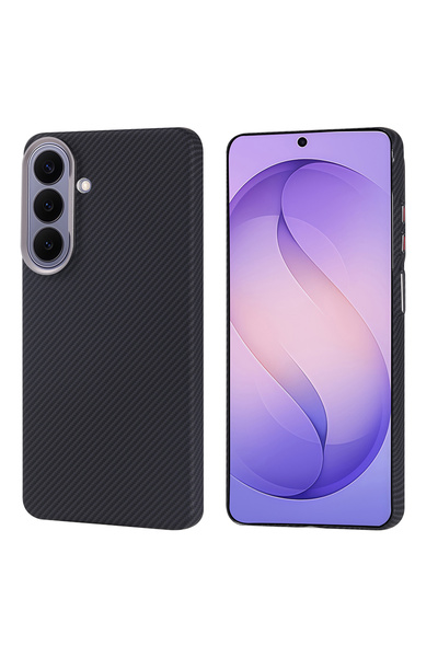 HTstore Galaxy Uyumlu S26 Plus Kılıf M-safe Şarj Özellikli Karbon Fiber Görün...