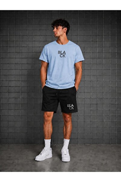 zeag Men's T-Shirt and Shorts Set with Black Printed Design