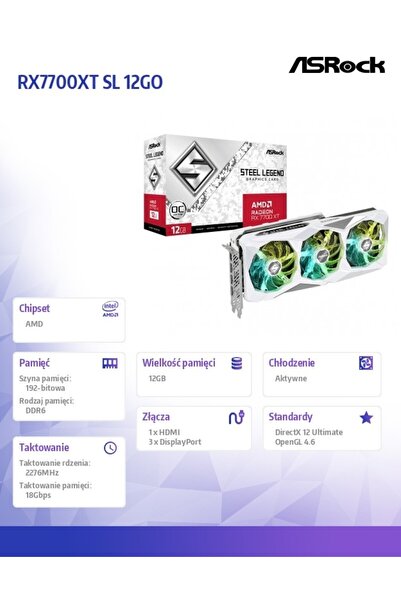 NO BRAND Placă video ASROCK Radeon RX 7700 XT Steel Legend OC 12GB