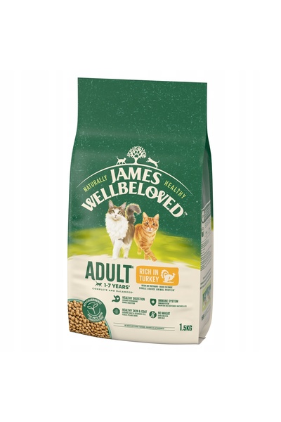 NO BRAND Karma pentru pisici JAMES WELLBELOVED Adult Monoprotein cu curcan 1,...
