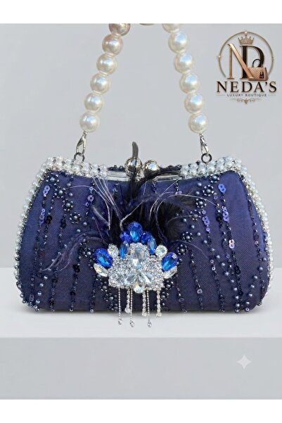 ND Neda's Luxury Boutique (Special Design Evening Dress Bag with Navy Blue St...