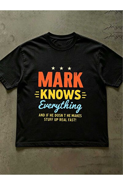 En22 تي شيرت رجالي مطبوع عليه نص 'Mark Know Everything' بأكمام طويلة للارتداء...