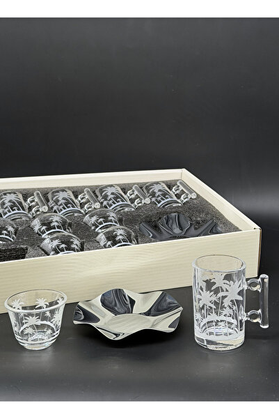 ALQANNAS 18Pcs Embossed Crystal Glass Tea Cups Coffee Cups and Saucers with S...