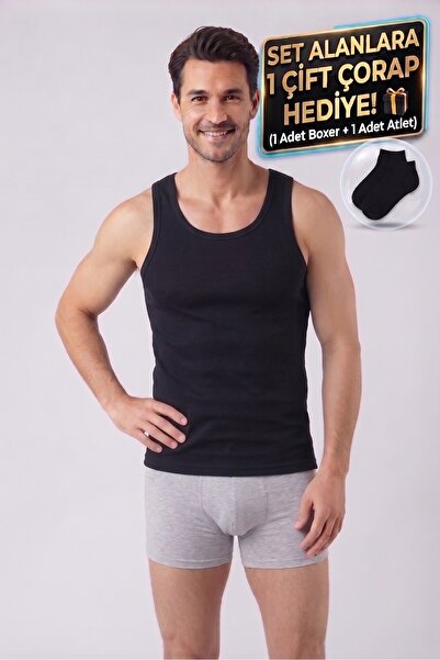 NACAR STORE Men's Socks Gift Set of 2 Cotton Lycra 1 Gray Boxer and 1 Black U...