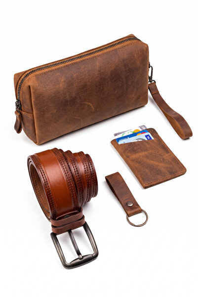 NZCLUB 100% Genuine Crazy Cowhide Leather Set of 4 - Handbag, Belt, Card Hold...