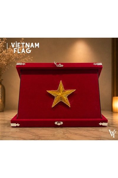 Vietnam bayraklı kadife kutulu plak