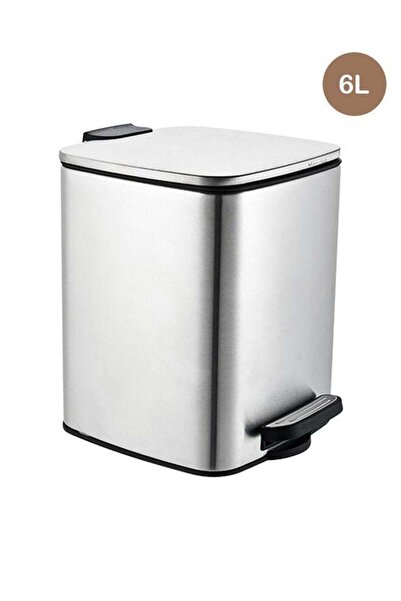 Trust Stainless Steel Trash Bin 6 Liter Silver Anti-Fingerprint & Soft Close Lid