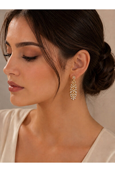 Generic Earrings or Ear Rings for Women, Gold Color, Zircon