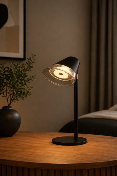 Vadi Transparent Glass Led Table Lamp Modern Design Black Night Light Study R...