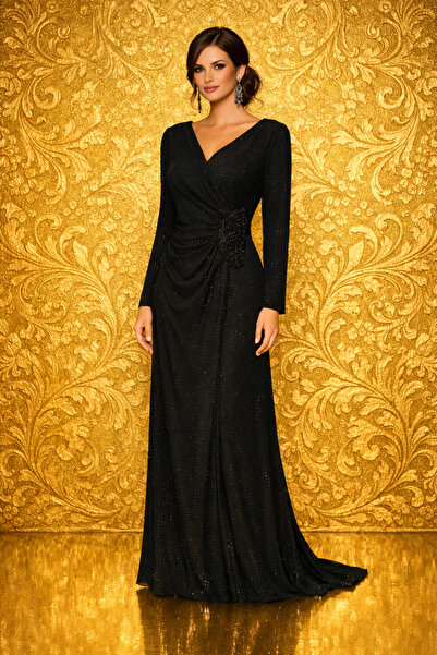 shahad fashion Classic Royal Black Style Evening Gown, Elegance + Grace + a T...