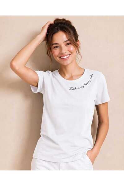 SSO تي شيرت بأكمام قصيرة من قماش جيرسيه مطبوع عليه Black Is My Happy Color