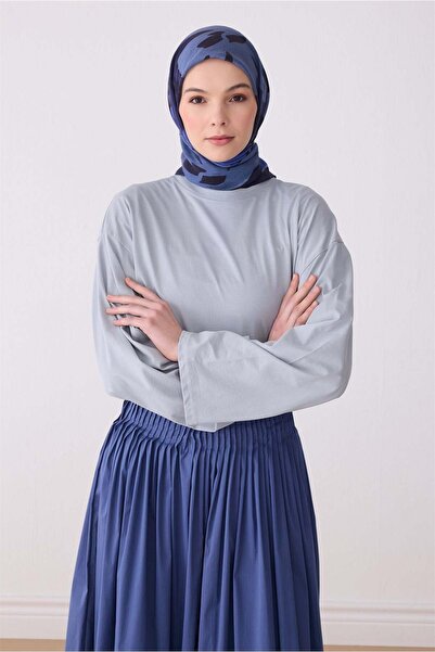 Belli Fresh Mavi Lacivert Çok Renkli Rozy Eşarp Soyut Desen