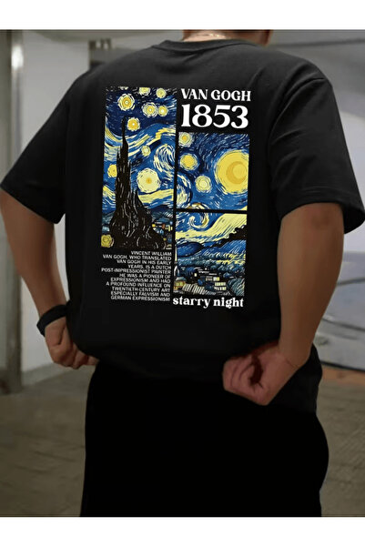 one button Premium Van Gogh Zvezdana noć štampana premium majica veće veličine