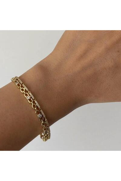 Haziran Accessory, Steel & Xuping Bracelet with Flower-Like Star-Shaped Stones