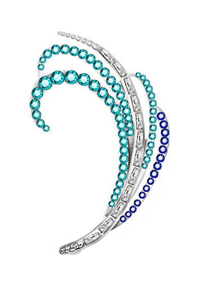 VeeShop Ear cuff earring, model with white and blue crystals