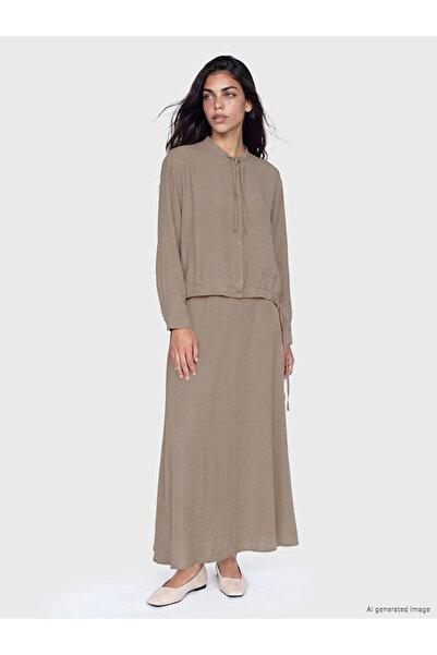 LC Waikiki تنورة LCW Modest صفراء بخصر مزود بسحاب على شكل حرف A