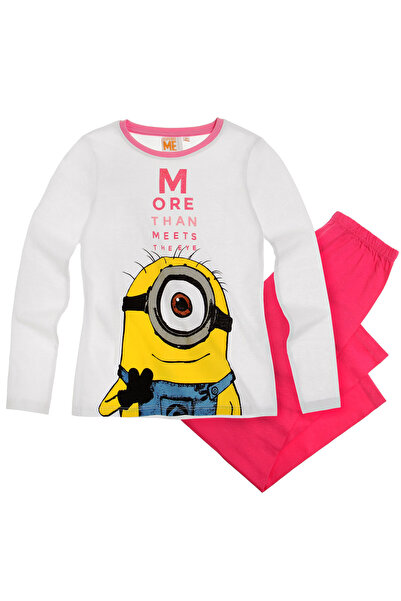 Minions Pijama albă 6-12 ani cu talie elastică și print, jersey single 100% b...