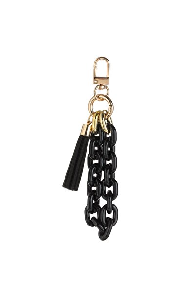 OEM Breloc cu lanț negru, cu ciucure și clemă aurie - 13cm