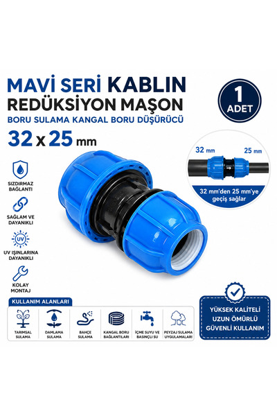 POELSAN Mavi Seri Kablin Redüksüyon Maşon Boru Sulama Kangal Boru Düşürücü 32...