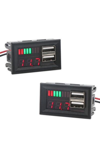 handanca Usb Soketli Voltmetreli Akü Kapasite Göstergesi 12v Pil Uyumlu