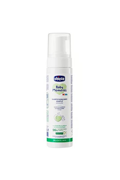 Chicco Șampon și balsam 2-în-1 tip mousse pentru copii, curățare delicată, 15...