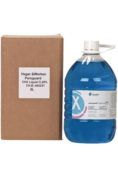 Miradent Hager & Werken Paroguard CHX 0.20% Apă de gură fără alcool cu fluor, 5L