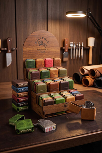 willpolo Hakiki Handmade Deri Kaplamalı Benzinli Çakmak