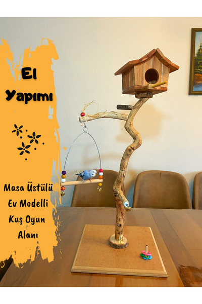 Ciko Kafes Swing-Up Bird Playground, Which Can Be Separated into House-Shaped...
