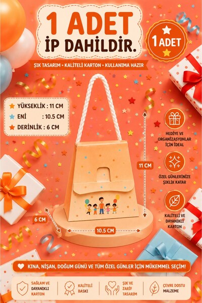 Emtory Home Beyaz İpli Hediye Çanta Paket Okul Konsept Hediye Kutusu- Sömestr Hediye - Karne & Doğumgünü Hediye