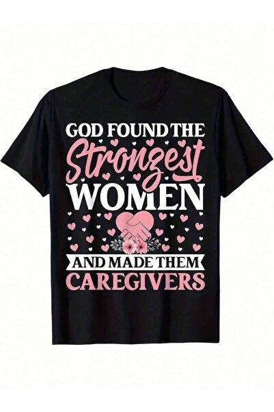 Astogria13 تي شيرت رجالي أسود بطبعة "God Found The Strongest Women"، قميص تكر...