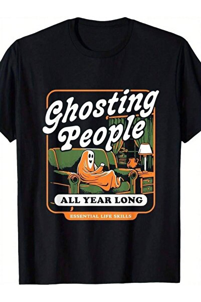 799 "Ghosting People All Year" Men's T-Shirt Soft Short Sleeve Tee With Humor...