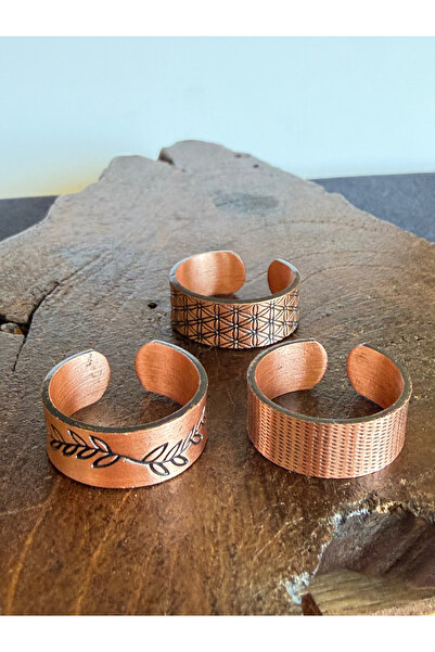 zadenza gold 100% pure copper triple ring adjustable size handcrafted copper ...