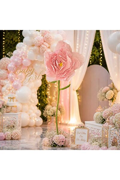 decotoys Decorative salmon flower with 150cm stem