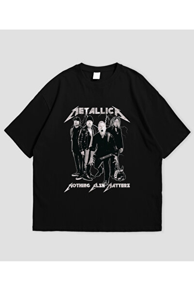 Grafftee Clothing تي شيرت ميتاليكا Nothing Else Matters مطبوع للجنسين مقاس كبير