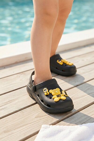 House ID Black Yellow Teddy Bear Nursery Beach Pool Slippers Unisex Children'...