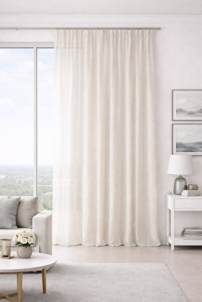 Premier Home Aura Cream Special Size Tulle Curtain 260X270 Without Pleats