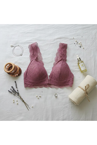 BONBON Women's Lace Front Snap Breastfeeding Bra Cherry Color Bb2718