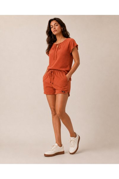 just wear zt Women's Tie-Detail Blouse Shorts Set