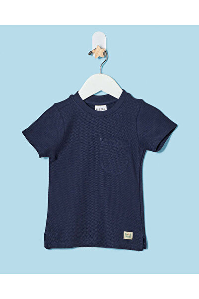 REDTAG Infant Boys Navy Structured T-Shirt
