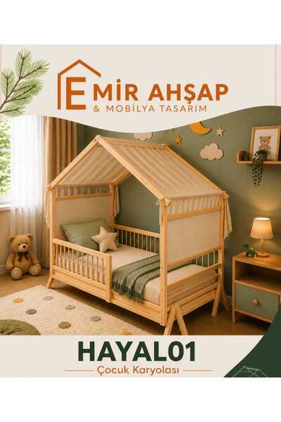 EMİR AHŞAP&MOBİLYA TASARIM HAYAL01 Masif Bebek ve Çocuk Karyolası