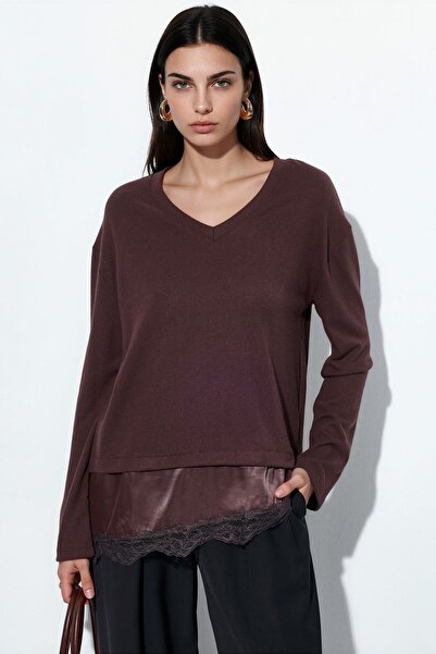 Hiccup Busem Women's V-Neck Knitted Sweater