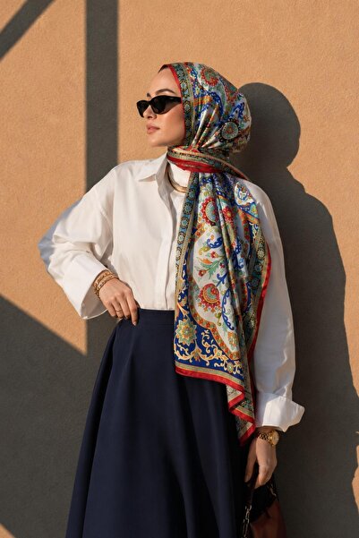 AFVENTE Çini Motif Pattern Saks Soft Cotton Shawl