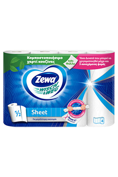 Zewa Οικονομικό Χαρτί Κουζίνας 4 Ρολά Δίφυλλο (440 γρ./ρολό)