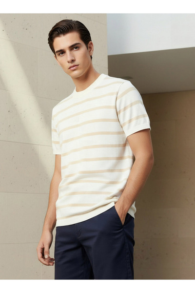 FAV STRIPE KNITTED CREW TEE