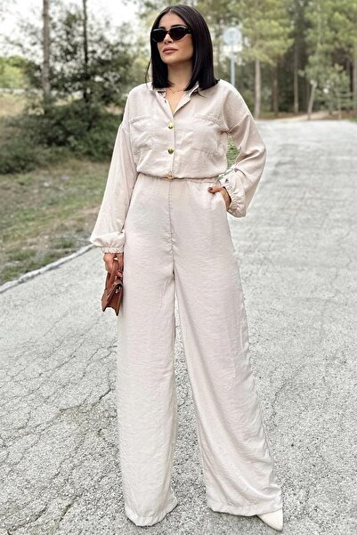 Moda4x4 Women's Clothing Stone Long Sleeve, Shirt Collar, Elastic Waist, 4 Po...