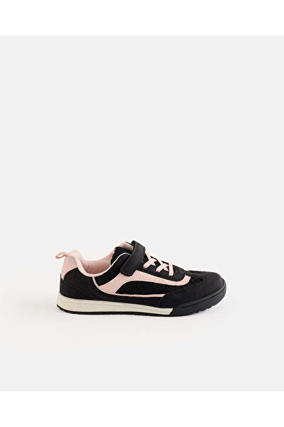 REDTAG Girls Black And Pink Material Block Sneakers