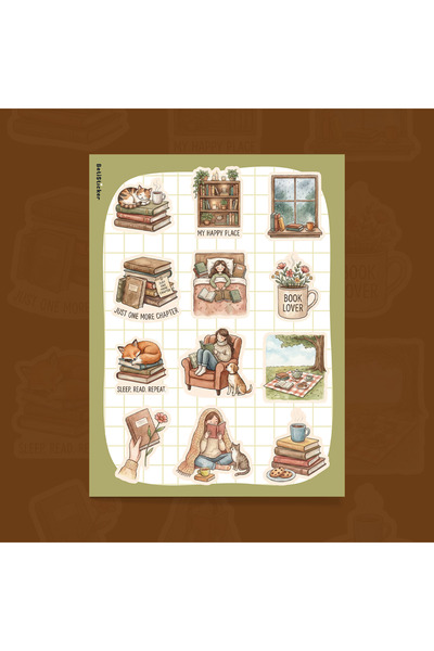 To Design Lab Book Lover Sticker Seti 1 SAYFA | Vintage Kitap Temalı Dekorati...